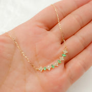 NFE71566. 14K Solid Gold Diamond and Gemstone Flower & Baguette Necklace